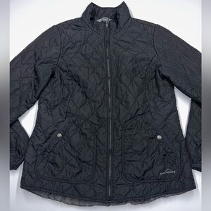 Eddie Bauer Women’s L Black Quilted Jacket Lightweight Insulated Full Zip Coat